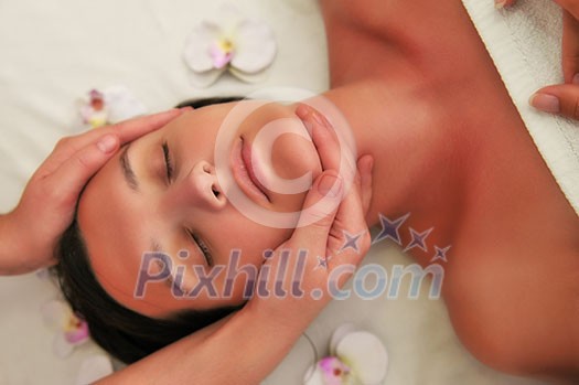 beautiful woman have massage at spa and wellness center beautiful woman have massage at spa and wellness center