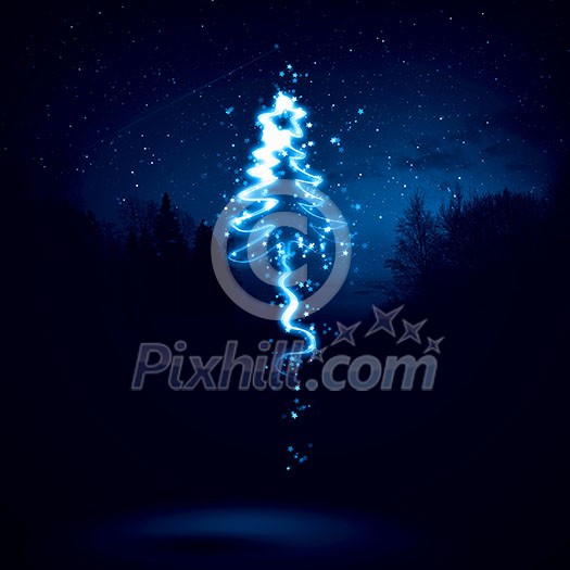 Background image of Christmas tree against dark background