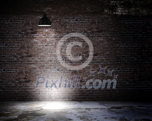 Background image of dark wall with lamp above
