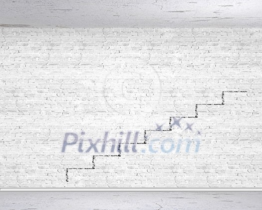 Background image of ladder of success drawn on wall Background image of ladder of success drawn on wall