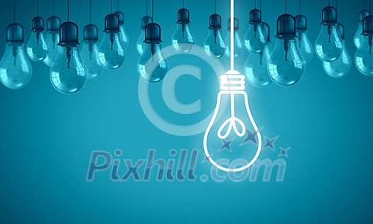 Conceptual image of electrical hanging bulbs. Idea concept Conceptual image of electrical hanging bulbs. Idea concept