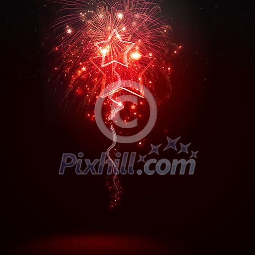 Background image with red fireworks against dark background