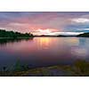 Calm lake scenery in  summernight after sunset