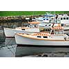 Fishing boats in a harbor in Perkins Cove, Maine