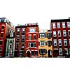 Row of brick houses in Boston historical North End