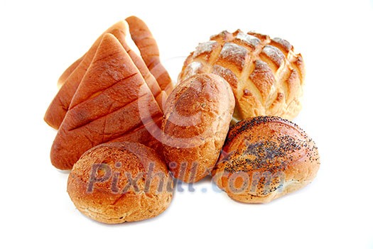 Bread on white background