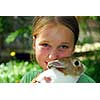 Young girl holding a bunny