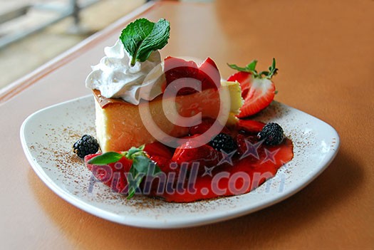 Strawberry cheesecake on a plate