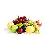 Assorted fruits on white background