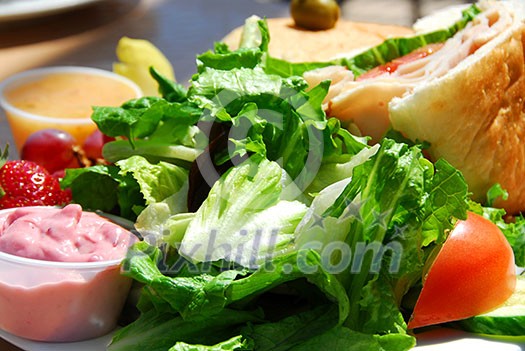 Healthy lunch of salad and sandwich