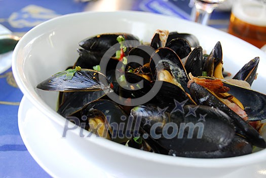 Mussels at the restaurant Mussels at the restaurant