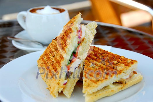 Sandwich and coffee lunch Sandwich and coffee lunch