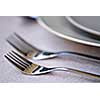 Closeup of dinner place setting shallow dof