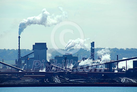 Steel mill industrial pollution