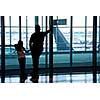 Family waiting at the international airport terminal