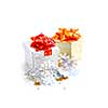 Christmas gift boxes on white background