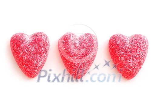 Sugar candy Valentine's hearts isolated on white background