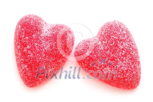 Sugar candy Valentine's hearts isolated on white background