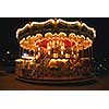 Brightly illuminated traditional carousel in Paris France at night