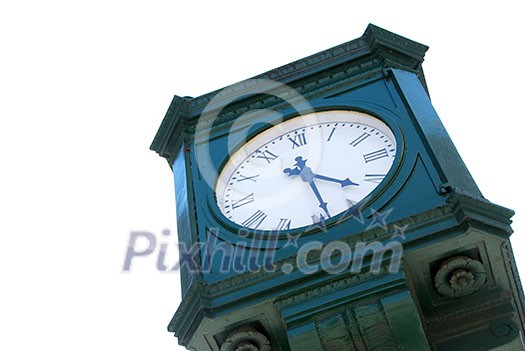 Old public clock isolated on white background Old public clock isolated on white background