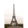 Eiffel tower on a foggy day in Paris France