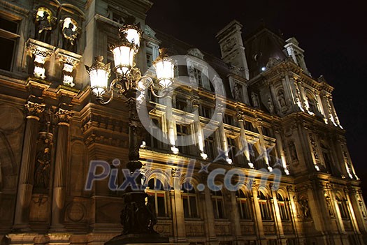 Hotel de Ville in Paris France at night