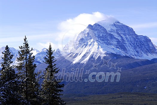 Scenic winter mountain landscape in Canadian Rockies