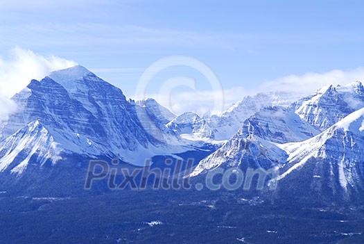 Scenic winter mountain landscape in Canadian Rockies