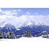 Scenic winter mountain landscape in Canadian Rockies