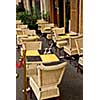 Outdoor patio of a cafe in Paris France