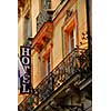 Hotel building in Paris France with wrought iron balconies