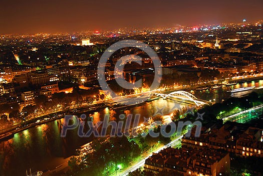 View of Paris from Eiffel tower at night