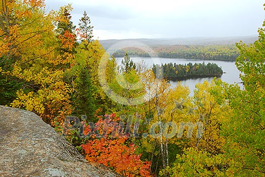 Scenic view of autumn forest and hills in Algonquin provincial park Ontario Canada Scenic view of autumn forest and hills in Algonquin provincial park Ontario Canada