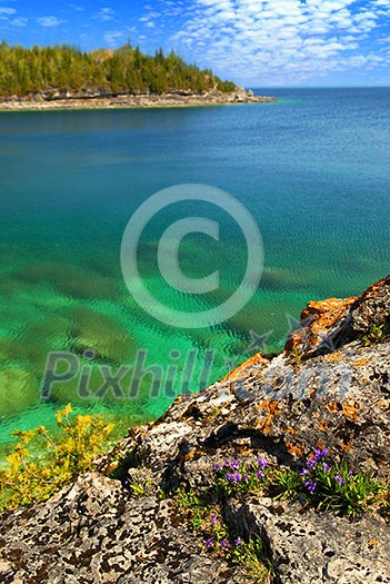 Beautiful view of a scenic lake with clear water. Georgian Bay, Canada Beautiful view of a scenic lake with clear water. Georgian Bay, Canada