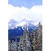 Snowy mountain ridges at Lake Louise in Canadian Rocky mountains