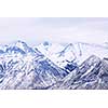 Landscape of high snowy mountains in Canadian Rockies