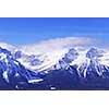 Snowy mountain ridge at Lake Louise in Canadian Rockies in winter