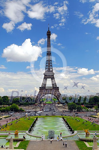 View of Eiffel tower from Trocadero. Paris, France.