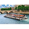 Boat tour on Seine river in Paris, France