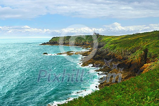 Landscape of rocky Atlantic coast in Brittany, France