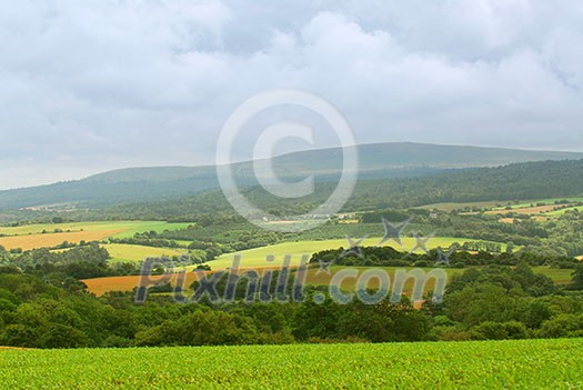 Scenic view on agricultural landscape in rural Brittany, France