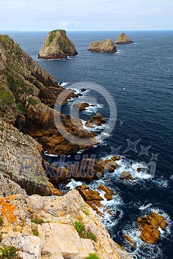 Scenic view from Pointe de Penhir on Atlantic coast in Brittany, France Scenic view from Pointe de Penhir on Atlantic coast in Brittany, France