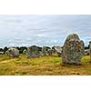Prehistoric megalithic monuments menhirs in Carnac area in Brittany, France