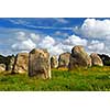 Prehistoric megalithic monuments menhirs in Carnac area in Brittany, France