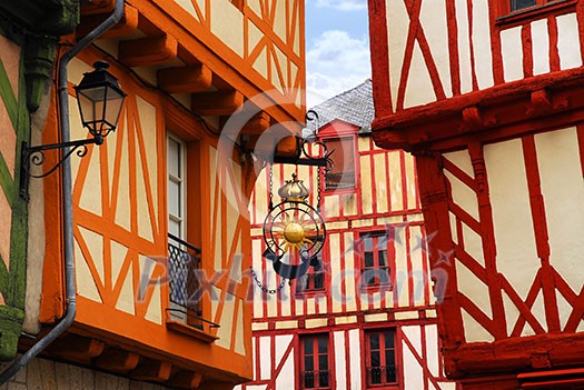 Colorful medieval houses in Vannes, Brittany, France Colorful medieval houses in Vannes, Brittany, France