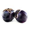 Two round eggplants (prosperosa) isolated on white background