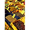 Assorted spices for sale on french farmers market in Perigueux, France