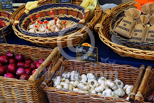 Fresh vegetables for sale on french farmers market in Perigueux, France