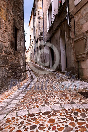 Narrow medieval street in town of Perigueux, Perigord, France