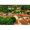 Red rooftops of medieval houses in Sarlat, Dordogne region, France.